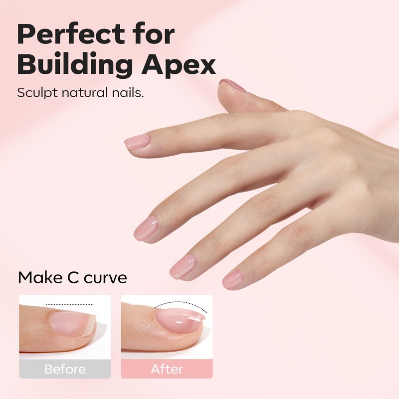 Modelones Builder Nail Gel, Pink Builder Gel for Nails, Hard