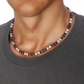 LOCAL LEAGUE Mens Bead Necklace Beaded Surf-Inspired Style BEACH Party Cali Vibes Festival Vacation Clubbing, for Men, Surfer, Boyfriend, Choker 18” /21”/ 24.4”/ 29”, 21”/ 53 cm