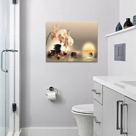 Bathroom Decor Wall Art Zen Stone Pictures Wall Decor Orchid Spa Painting Canvas Print Modern Home Artwork Decoration for Bedroom Living Meditation Room Office 16"x12"