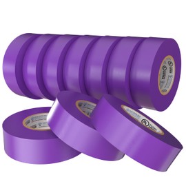 OHLECTRIC Professional Grade Vinyl Electrical Tape - 7 Mil Thick, Heavy Duty, Flame Retardant, Heat Resistant - 3/4 Inch x 60 Feet - UL, CSA Listed (Pack of 10) (Purple)