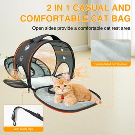 TSA Approved Airline Cat Carrier for Cats & Small Pets up to 12 lbs - 17" x 12.5" x 9" | Portable & Removable - New 2025 for Travel, Car & Vet Visits
