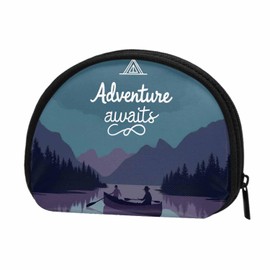 IBILIU Small Coin Purse Kayak In A Mountain Lake At Night Camping Activity Lifestyle Words Mini Wallet Coin Pouch Change Purse For Women Men