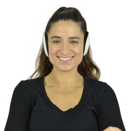 Belle Donne Unisex Fleece Ear Warmers - Winter Foldable Polar Fleece EarMuffs - Behind the Head Style Winter Earmuffs for Men & Women White