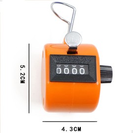 Contatore Contapersone Manuale Contacolpi Portatile,Display a 4 Cifre/Sport/Trainer/Scuola/Evento, Contatore di Quantità Meccanico Senza Batteria, Arancione e Blu, 4,3 cm x 4,3 cm x 5,2 cm, 29 g.