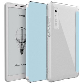 TUDIA SKN FLIP V2 Designed for Onyx Boox Palma 2 Case - [Enhanced Auto Wake/Sleep Technology] Shockproof Slim Transparent TPU Back with Textured Leather Cover (Blue)