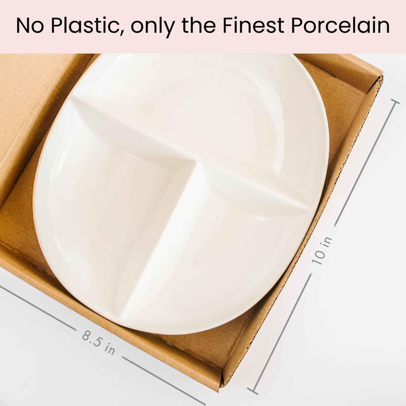 Uba Portion Control Plate (PORCELAIN) for Adults for Healthy Diet