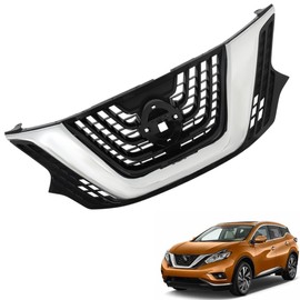 Thomletha Chrome and Black Front Bumper Upper Mesh Grille Replacement for Murano 2015 2016 2017 2018