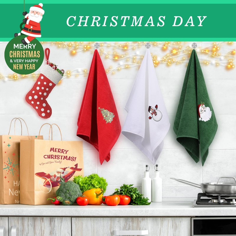 BYAWAY Christmas Hand Towels - Decorative Set, 25" x 16",