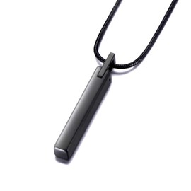 MOO&LEE Men's Tungsten Steel Black Bar Pendant Necklace with 22 Inches Stainless Steel Snake Chain