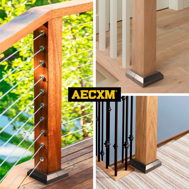 AECXM 3.5" Aluminum Deck Post Base Cover - Black