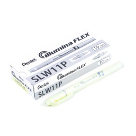 Pentel Illumina Flex Liquid Highlighter, Dual Tip Chisel and Bullet, Pastel Yellow Ink, Box of 10