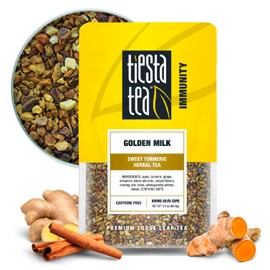 Tiesta Tea - Golden Milk, Loose Leaf, Sweet Turmeric Herbal Tea, Non-Caffeinated Herbal Blend, Makes Hot or Iced Up to 20-25 Cups, 3oz Resealable Pouch