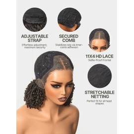 Frodio Veralux Fiber 12'' Synthetic 11X4 Lace Frontal Wig 200% Density Micro Twist Curly Wigs 11X4 Closure HD Lace Dreadlock Wig Glueless Wigs Natural Black Ready to Go Wig for Women