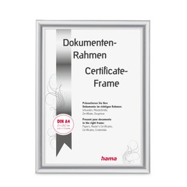 Hama Swing Picture Frame 21 x 29.7 cm (Ideal for Certificates and Documents in DIN A4, Modern Plastic Frame, for Portrait Format, for Standing/Hanging, Reflex Glass, Document Frame) Silver