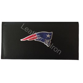 Handmade New England Patriots Design Leather Checkbook Cover