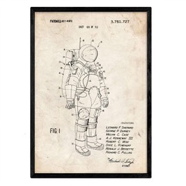 Nacnic Poster Patent Astronaut Suit A3 Sheet with Old Design Patent and Vintage Background