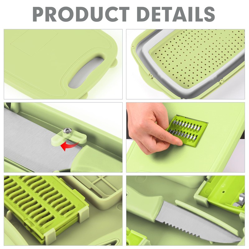 Camping Cutting Board, HI NINGER Collapsible Chopping Board with Colander,