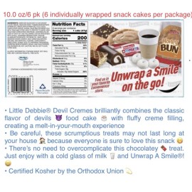 Little Debbie Devil Cremes Snack Cakes- 6 ct/10.0 oz Carton FREE SHIPPING