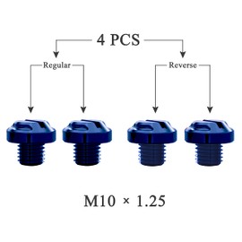 AVERZELLA 4pcs Motorcycle Blue Mirror Hole Plugs 2 Regular+2 Reverse M10x1.25 (Blue, M10>2 regular + 2 reverse)
