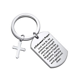 WSNANG Police Officer Gift Policeman's Prayer Keychain Police Officer's Prayer for Lawman Hero Policeman Gift (Policeman's Prayer DT-S)