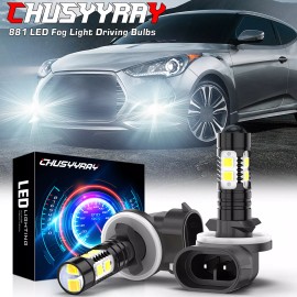CHUSYYRAY For 2012-2017 Hyundai Veloster 2x 881 LED Fog Light Driving Bulbs White 6000K