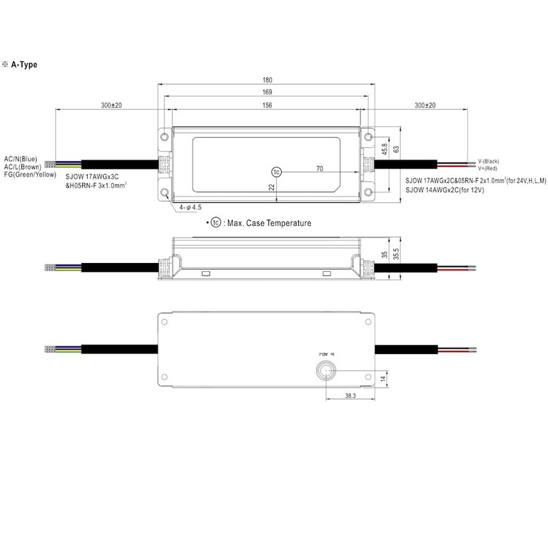 WITTKOWARE XLG-150-12-A IP67 Constant Power CV+CC LED Driver, Output 6.5