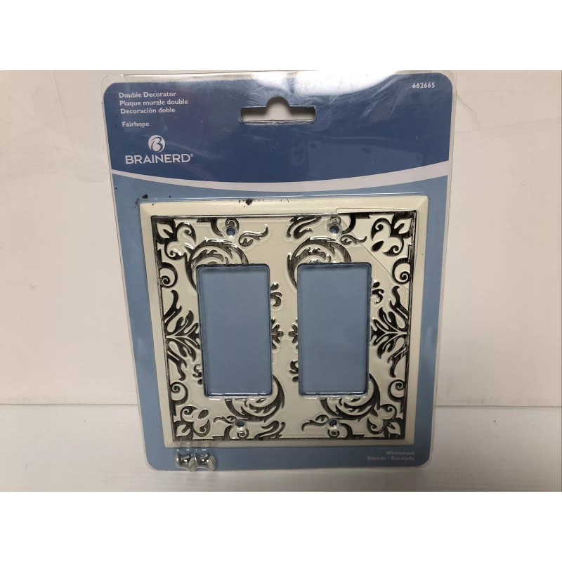 Brainerd Fairhope 2-Gang White Wash Double Decorator Wall Plate-662665