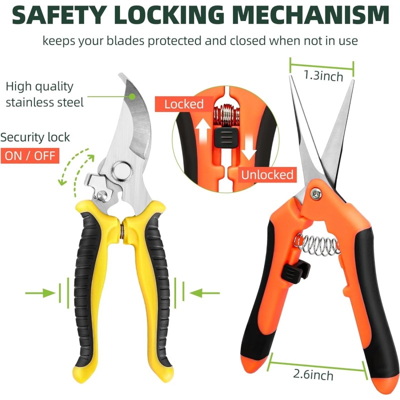 EWPJDK 3-Pack Stainless Steel Pruning Shears, Pruning Snips and Clippers