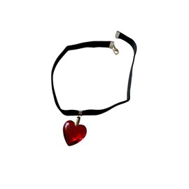 Fuqimanman2020 Gothic Velvet Red Black Love Heart Pendant Choker Necklace for Women Witch Bride Vampire Choker Necklace Party Costume Accessories(Heart C)
