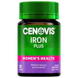 Cenovis Iron Plus Tablets, Assists Absorption, Supports Energy Levels, Relieves Fatigue, Mostly Green, 80 Count (Pack of 1)