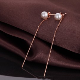 jiamiaoi Women's Pearl Earrings, 925 Silver, Hoop Earrings with Pearls, Pendant Pearl Earrings, Silver Pendant, Real Pearl Earrings, for Girls, 8 - 10 mm, Sterling Silver, 8 mm rose