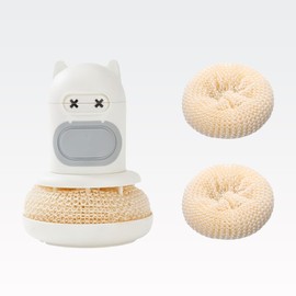 VinBee Spülbürste Mit Spülmittelspender 4PCS Dekontaminations-Reinigungsbürste Mit Druckfunktion, küchenbürste für Topf, Pfanne, Spülen Reinigung (Mit drei Bürstenköpfen)