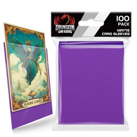 Homthy 100 Count Matte Card Sleeves for Trading Cards, Standard Size Protective Sleeves Deck Card Protectors Fit for Baseball Cards, Sports Cards, MTG, Yugioh Card Game Card Standard Cards (Purple)