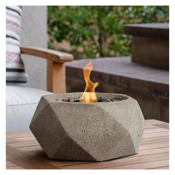 Portable Table Top Fire Pit Bowl In Door Smokeless Burning Beige Xmas Gift Out