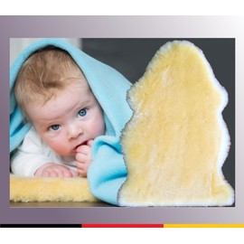 LANABEST Baby Fur Real Merino Lambskin Premium Quality Super Soft Washable Low Harmless Chrome Free Very Good for Prams, Buggies and as a Crawling Blanket (approx. 80 cm)