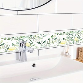 HOMETITUTE Wallpaper Border Peel and Stick Wall Border Lemon Branch Botanical Decorative Wall Trim Self Adhesive Border for Walls Mirror Frame Accent Strip for Bedroom Kitchen Living Room 4x196 Inch