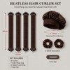 8 Pcs Brown Hair Rollers with Hooks & Satin Hat