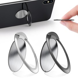 yuejuhe 2 Stück Handy Ring Halterung, 360 Grad Drehung 1,8 mm Ultradünner Ring Ständer, Handy Halterung Finger für Smartphone, Magnetische Autohalterung