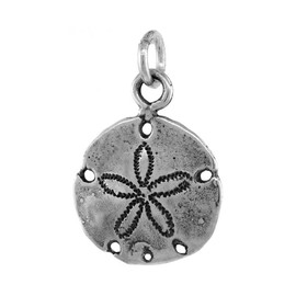 Sterling Silver Sand Dollar Necklace Antiqued Finish 1/2 inch, 18 inch Chain BX_15