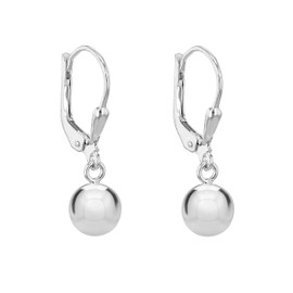 Tuscany Silver Women's Sterling Silver 12 mm Round Ball Lever Back Drop Earrings