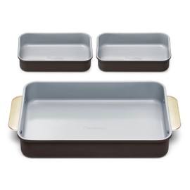 Caraway Nonstick Rectangle Baking Pan Set – 2x 9" x 6.5" & 1x 9" x 13" - Non-Toxic, PTFE & PFOA Free – Aluminized Steel Core – Deep Ceramic Baking Pan for Casseroles, Lasagna & More - Black