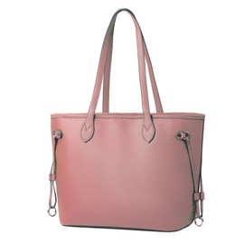 AOSSTA Womens Black Handbag Large School Tote Bag Hook Closure Designer Shoulder Bag for Work Shopping or Travel (Light Pink)