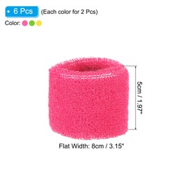 PATIKIL 6pcs 8x5cm Sports Wristbands Coton Terry Cloth Sweat Band Sweat Band for Tennis, Basketball, Training, Athletic, Running, Rose Red, Green, Yellow
