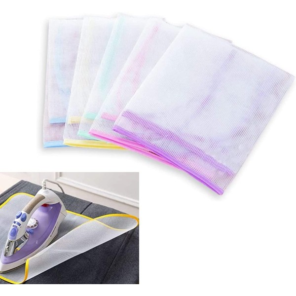 QESSUVNC 6 Pack Ironing Cloth Mesh Ironing Pad Protective Bar Cloth Ironing Cloth Cover Pad for Ironing Sensitive Fabrics (50 x 35 cm, Random Colour)