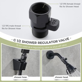 Aomasi Shower Head Valve Shut- off, Matte Black Flow Restrictor for Bathroom, Brass Water Saver Valve