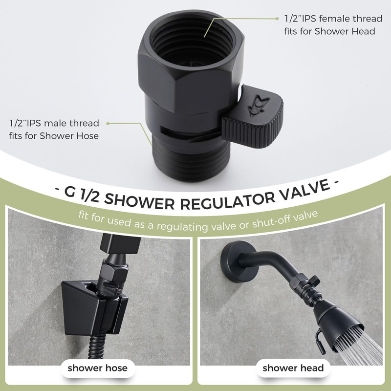 Aomasi Shower Head Valve Shut- off, Matte Black Flow Restrictor
