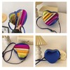 Rainbow Patchwork Heart-Shaped Shoulder Crossbody Bag
