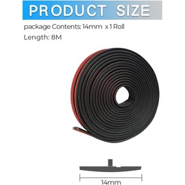 Automotive Weather Seal Rubber Seal Strip Windscreen Strip Seal T Shape Sealing Strip for Automotive Door Window Car Edge Weatherstrip Strip Seal (14MM, 8M)