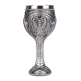 Medieval Heart Shaped Green Dragon Goblet 6.8" Resin Cup with Stainless Steel Lining Unique Home Decor Wine Goblet Hand Painted Dragon Design Perfect for Father's Day Gift Themed Parties (BM030-8)