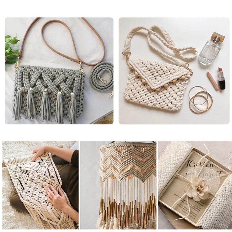 Binwat Macrame Cord Thick Natural Cotton Cord DIY Crafts Yarn